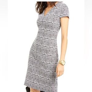 MICHAEL KORS Sheath L DRESS PLAID Black White Business career. Sm Flaw in pics